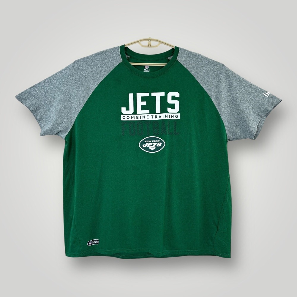 New York‎ Jets NFL Team Apparel T Shirt Mens 3XL Green Gray Raglan Football Tee